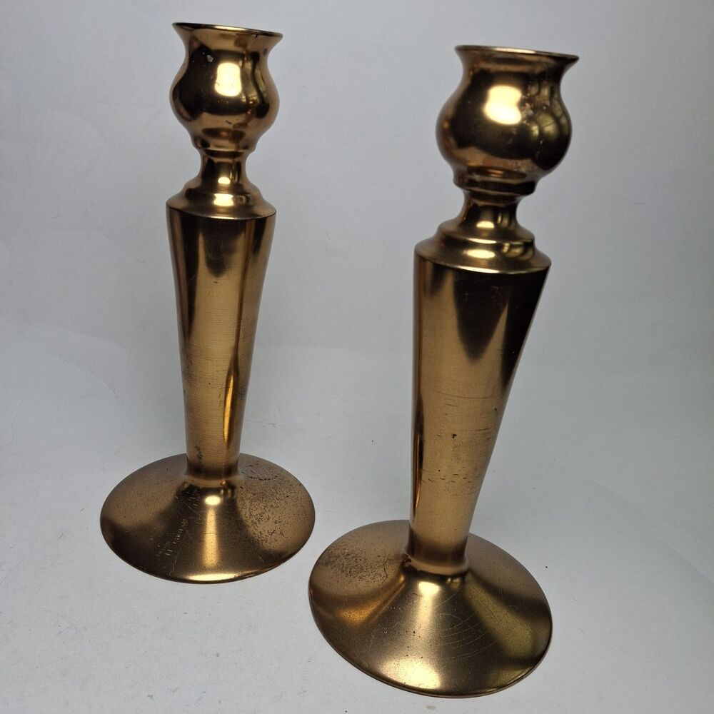 Vintage Style 10" Brass Candle Holder 2 Ornate Traditional Mid Century MCM